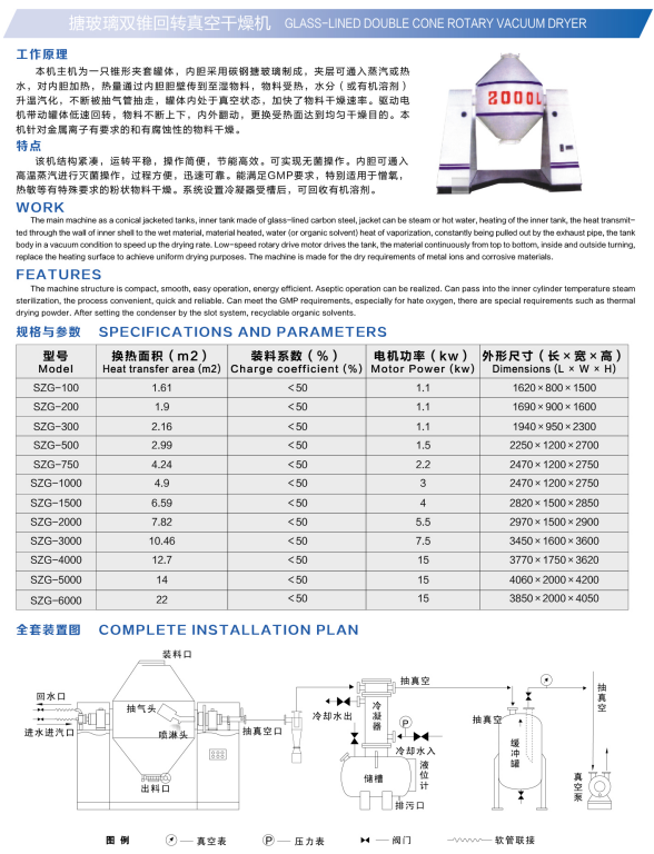 搪玻璃雙錐回轉(zhuǎn)真空干燥機(jī)